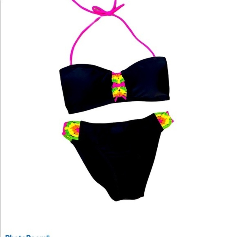 Coco cabana black bikini with rainbow detail